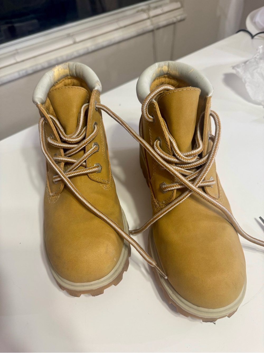Women’s Waterproof Tan Work-Style Boots- Size 8